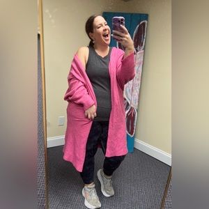Pink Oversized Cardigan